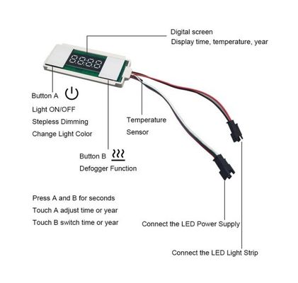 LED ON/OFF/Dimmer-Funktion 12V 5A 60W Berührungssensor Schalter für Badezimmerspiegel