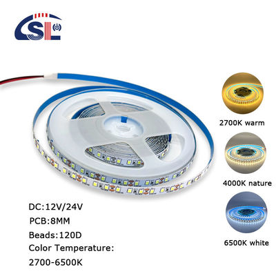 DC12V 24V SMD2835 120D 8mm 4000K Ra70 Die-Cutting Board LED-Lichtstreifen für Badezimmer Vanity Spiegel