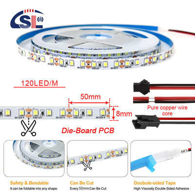 DC12V 24V SMD2835 120D 8mm 4000K Ra70 Die-Cutting Board LED-Lichtstreifen für Badezimmer Vanity Spiegel