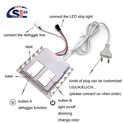 Dämpfungsgrad Ja DC 12V 2A 24W Doppelknopf-Touch-Sensor-Schalter für intelligente LED-Spiegel