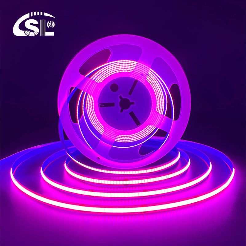 Hohe Helligkeit COB Led Streifenlicht CE RoHs IP20 Ra90 8mm Breite 12V 24V 320Leds Rosa