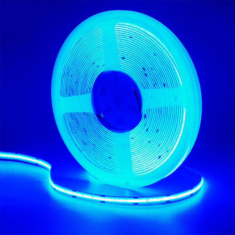CE LVD EMC ROHS FCC REACH ERP2.0 Zertifizierte Eisblaue COB Led-Streifenleuchte mit 8 mm Breite