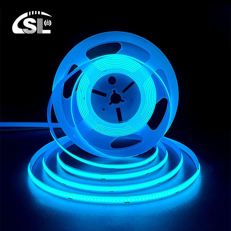 320Leds hohe Helligkeit Eisblau COB Led Streifenlicht CE RoHs IP20 8mm Breite 12V24V