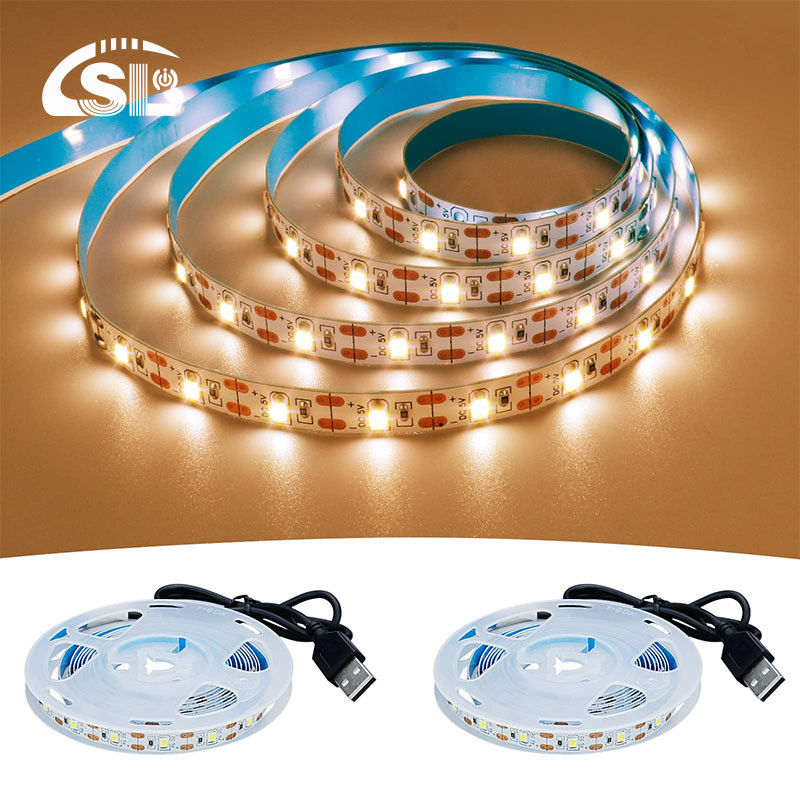 Dimmer-Support 5v 8mm 120Leds 3000K Warme weiße flexible Elektroplatte Led-Streifenlicht