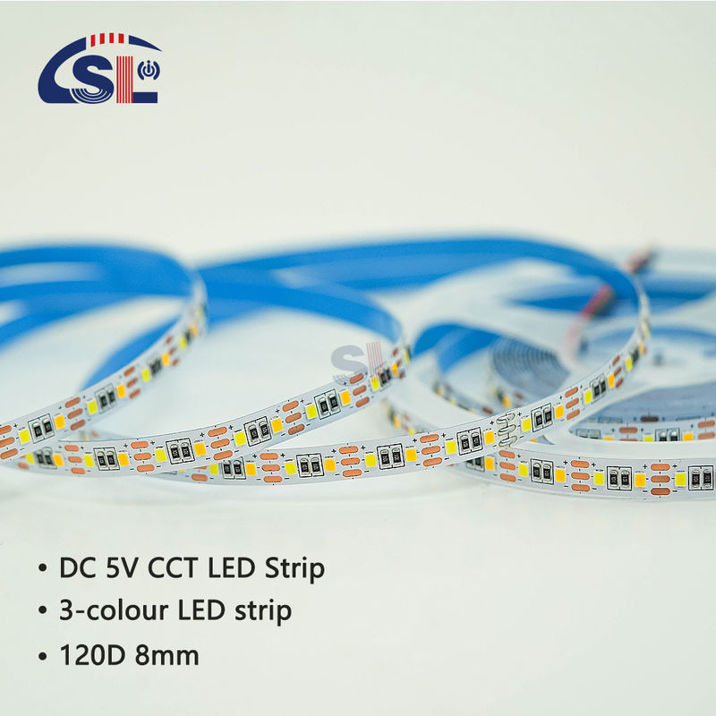 Einstellbare Farbtemperatur LED Streifenlicht 120 LEDs/m Doppelfarbe 8MM Nicht wasserdicht
