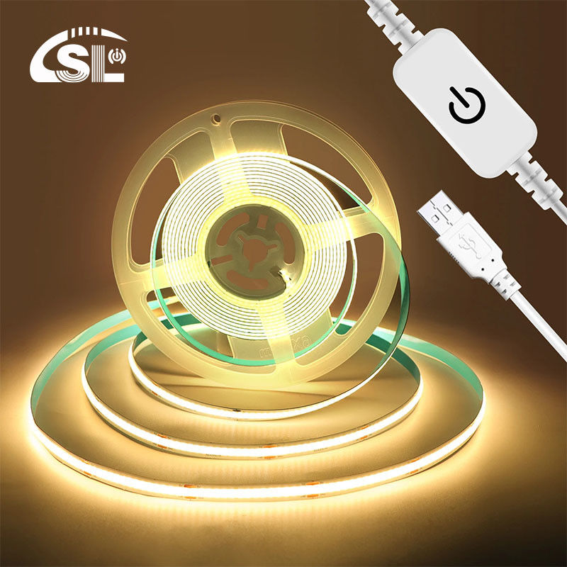 5V Gleichspannungs-Eingang Kupfermaterial COB 320LEDs IP20 Ra 90 LED-Lichtstreifen für Heimbeleuchtung