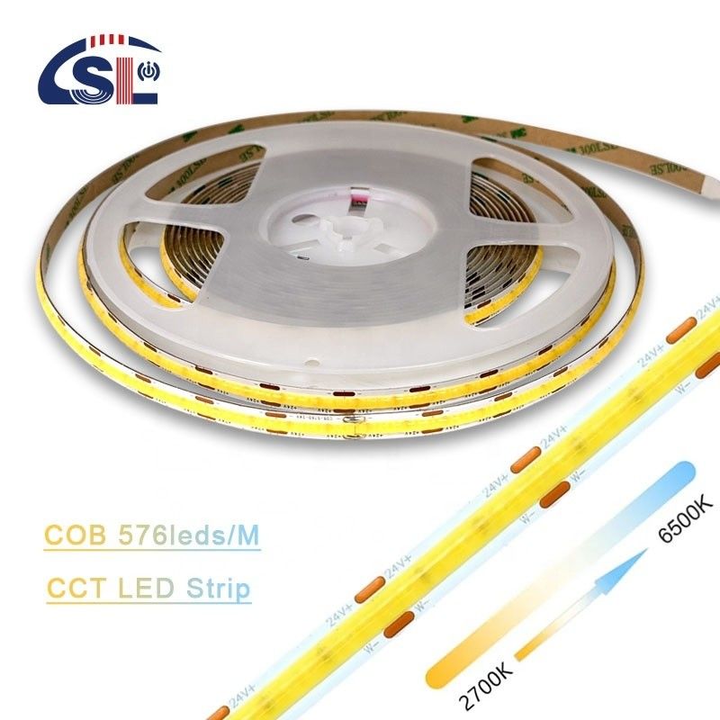 Flexible Ribbon 576 LEDs/m 12V 24V DC 2 Wire CCT COB Streifenlicht für Beleuchtungsprojekte