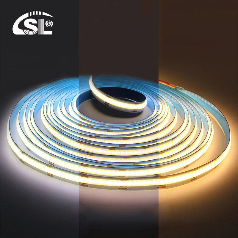 12v24v 8mm 608leds 3000K 4000K 6500K CCT Elektroplatte Doppelfarbe COB Led Streifenlicht