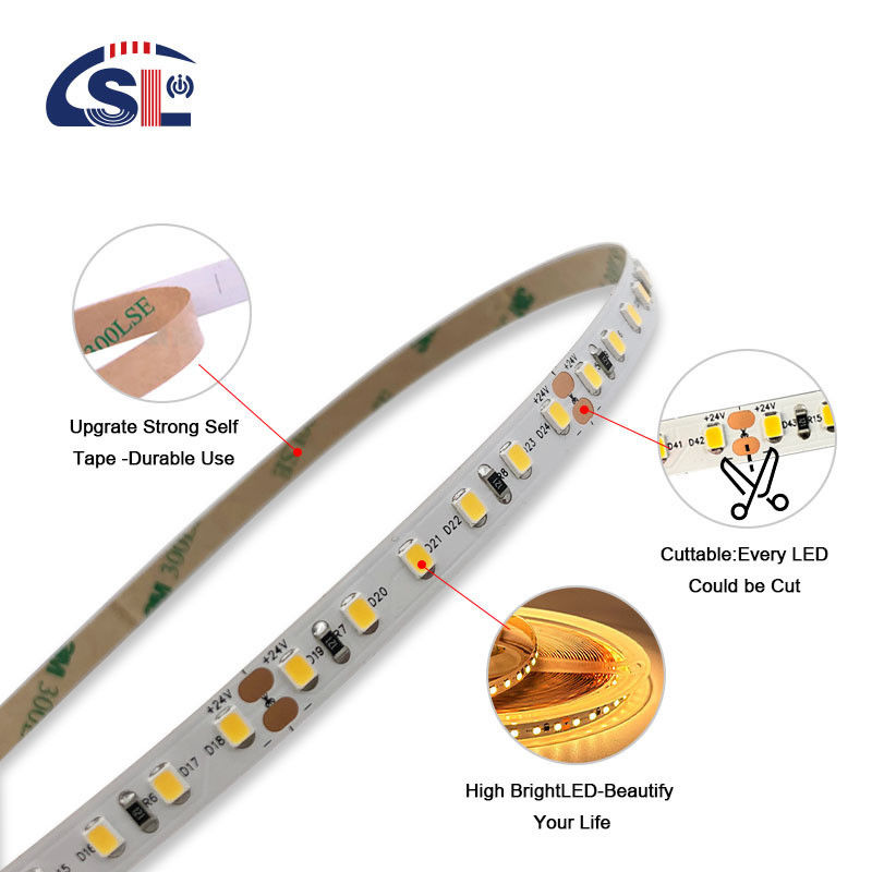IP20 2835 SMD Einfarbiges LED-Streifenlicht 120 Led 12V 24V 8W Niederspannung 3M für Spiegel