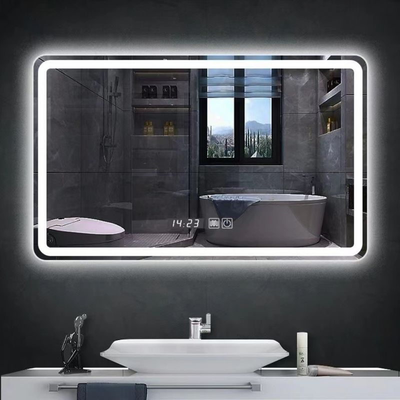 Quadratische Wand LED-Badezimmerspiegel mit Lichtern 3000-6000K Dimming Anti-Fog