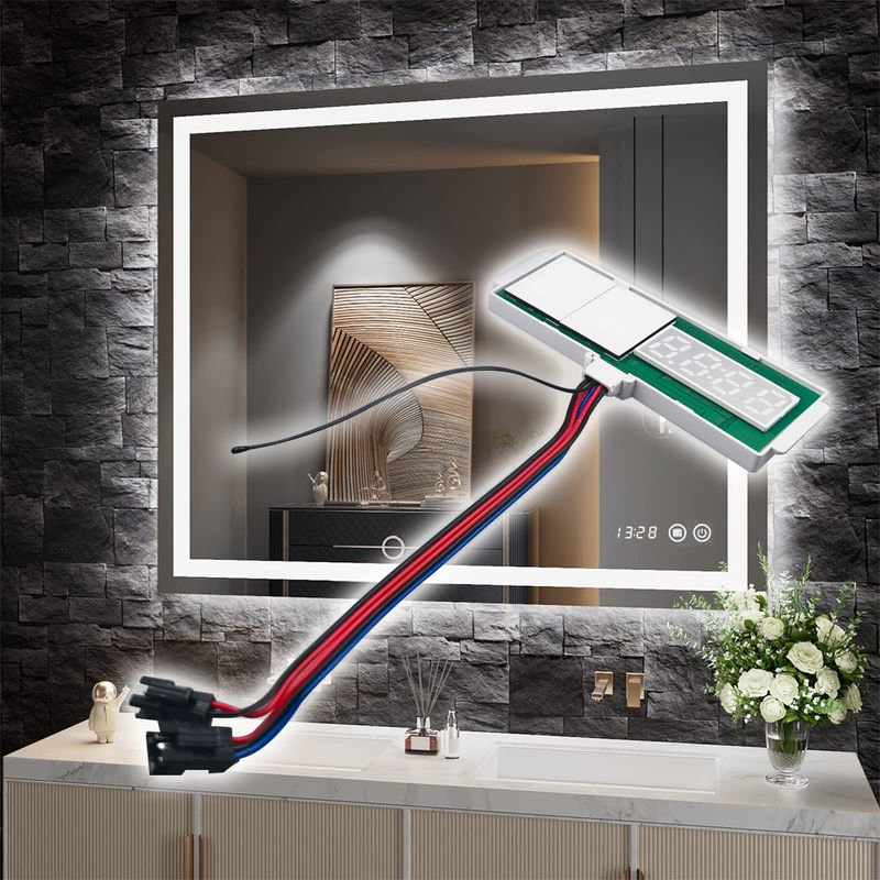 LED-Spiegeldefogger mit Zeit-Temperatur-Anzeige Touch-Sensor Schrittloser Dimmer-Schalter 5A 60W